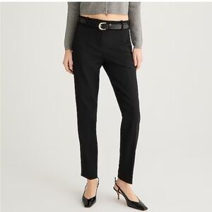J. Crew Cameron Bi-Stretch Cotton Mid-Rise Straight Trouser Ankle Pant Black 10
